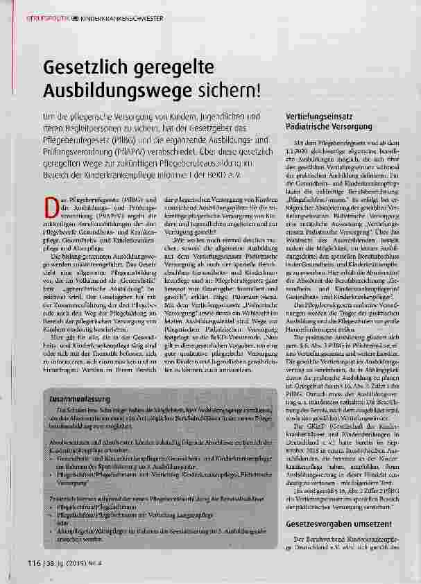 Vorschauseite 1: Gesetzlich geregelte Ausbildungswege sichern!
