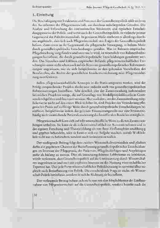 Vorschauseite 2: Gesundheitspolitik und Pflege