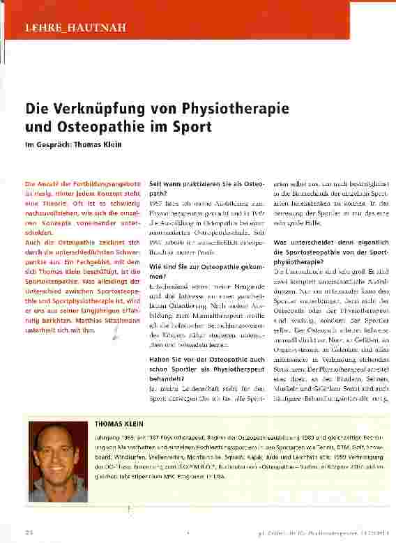 Vorschauseite 1: Die Verknüpfung von Physiotherapie und Osteopathie im Sport