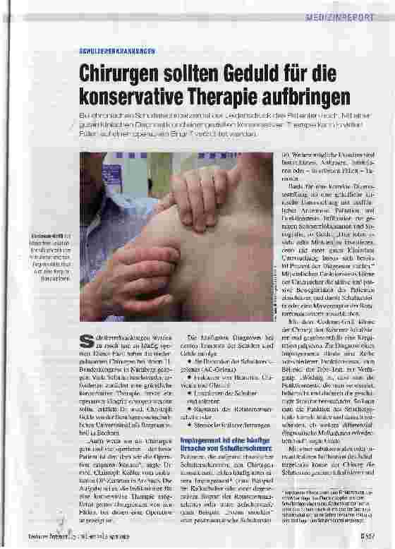 Vorschauseite 1: Chirurgen sollten Geduld für die konservative Therapie aufbringen
