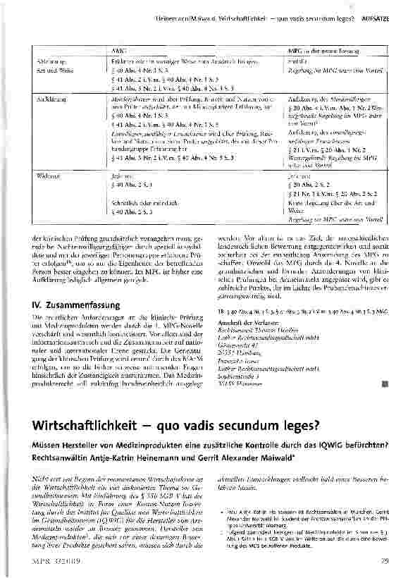 Vorschauseite 1: Wirtschaftlichkeit - quo vadis secundum leges?
