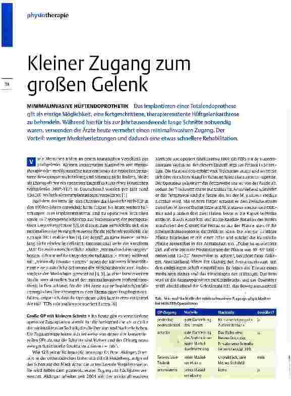 Vorschauseite 1: Kleiner Zugang zum großen Gelenk