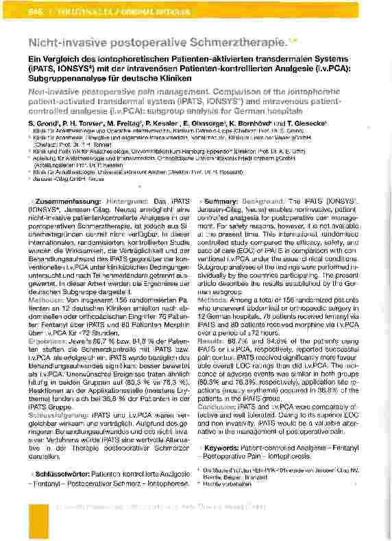 Vorschauseite 1: Nicht-mvasive postoperative Schmerztherapie