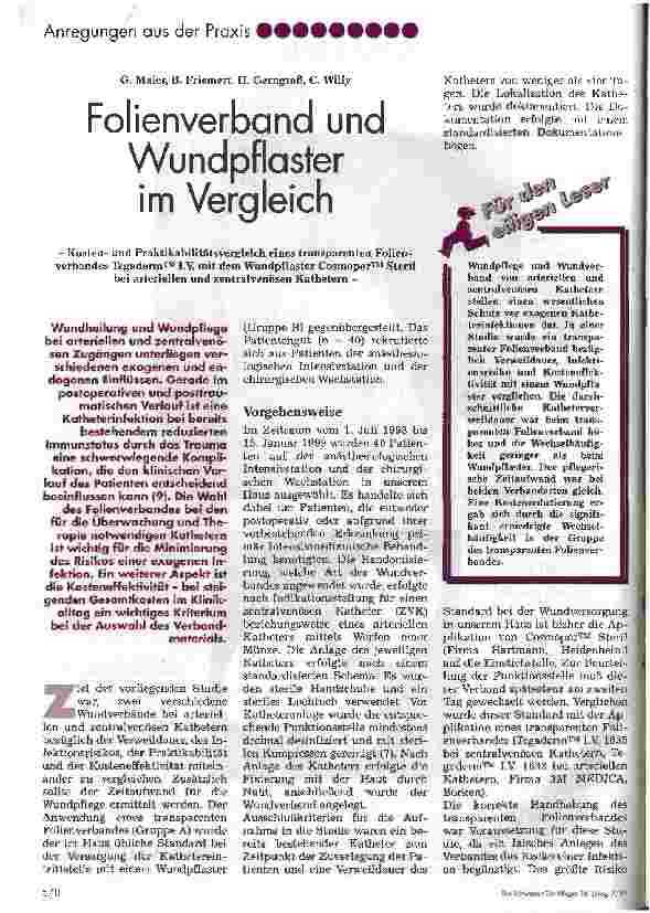 Vorschauseite 1: Folienverband und Wundpflaster im Vergleich