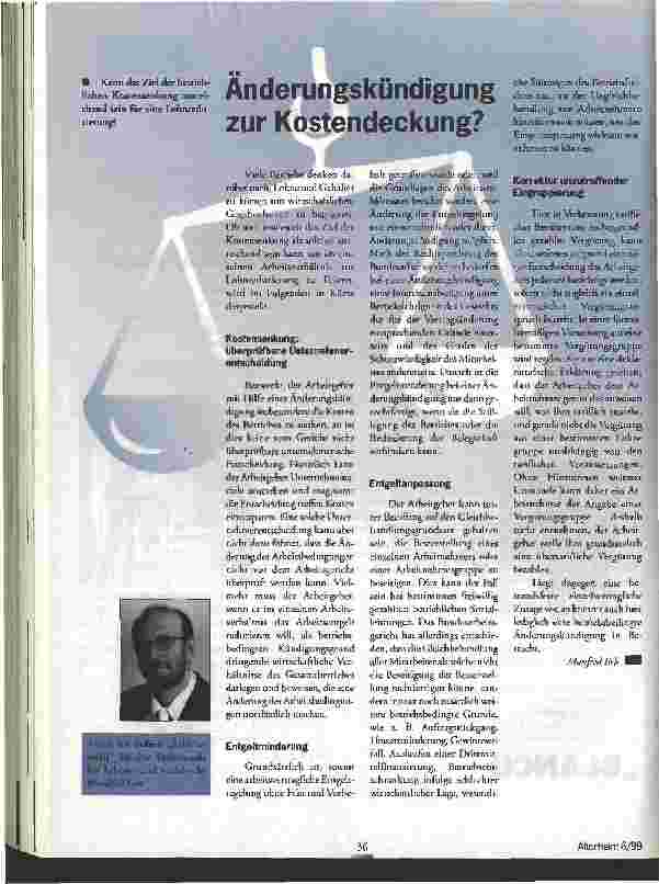 Vorschauseite 1: Änderungskündigung zur Kostendeckung