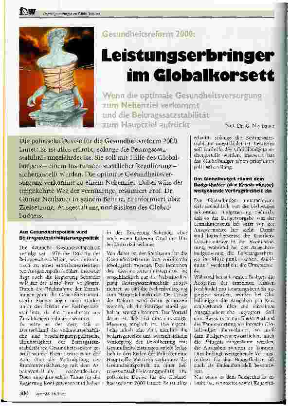 Vorschauseite 1: Leistungserbringer im Globalkorsett