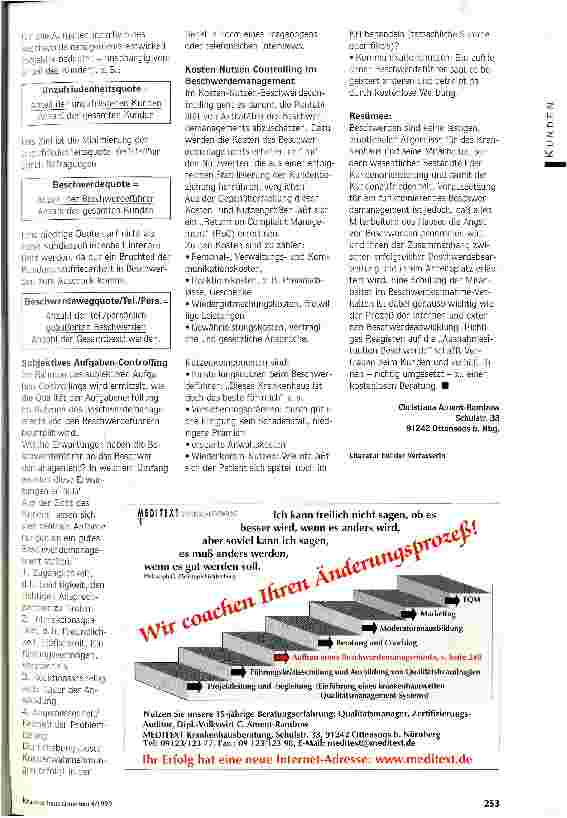 Vorschauseite 6: Wer sich beschwert, meint es gut Beschwerdemanagemt im Krankenhaus als Chance für Verbesserung