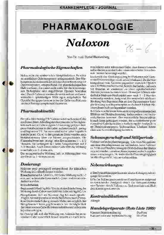 Vorschauseite 1: Pharmakologie - Naloxon