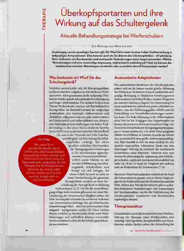 Vorschauseite 1: Überkopfsportarten und ihre Wirkung auf das Schultergelenk
