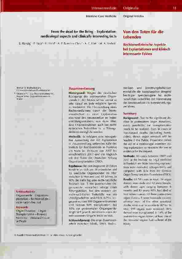 Vorschauseite 1: Von den Toten für die Lebenden