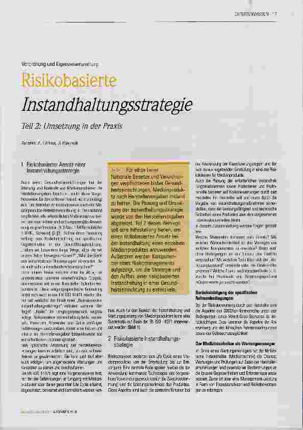 Vorschauseite 1: Risikobasierte Instandhaltungsstrategie Teil 2: Umsetzung in der Praxis