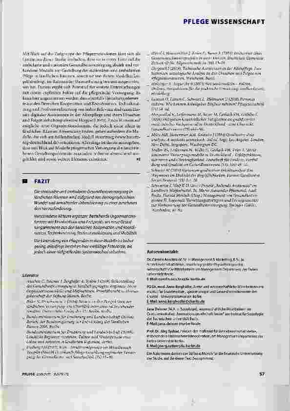 Vorschauseite 4: Versorgung im ländlichen Raum Ohne Pflege?!