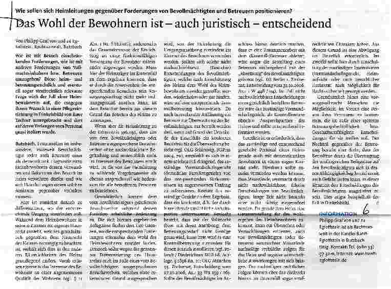 Vorschauseite 1: Das Wohl der Bewohnern ist - auch juristisch - entscheidend