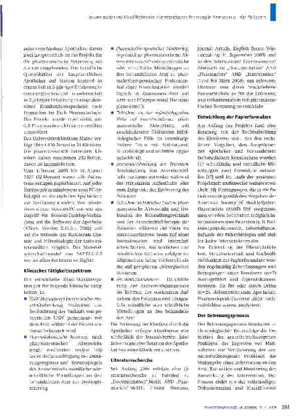 Vorschauseite 3: Dokumentation und Klassifikation der pharmazeutischen Betreuung im Krankenhaus - Problem, Intervention, Ergebnis - das PIE-System