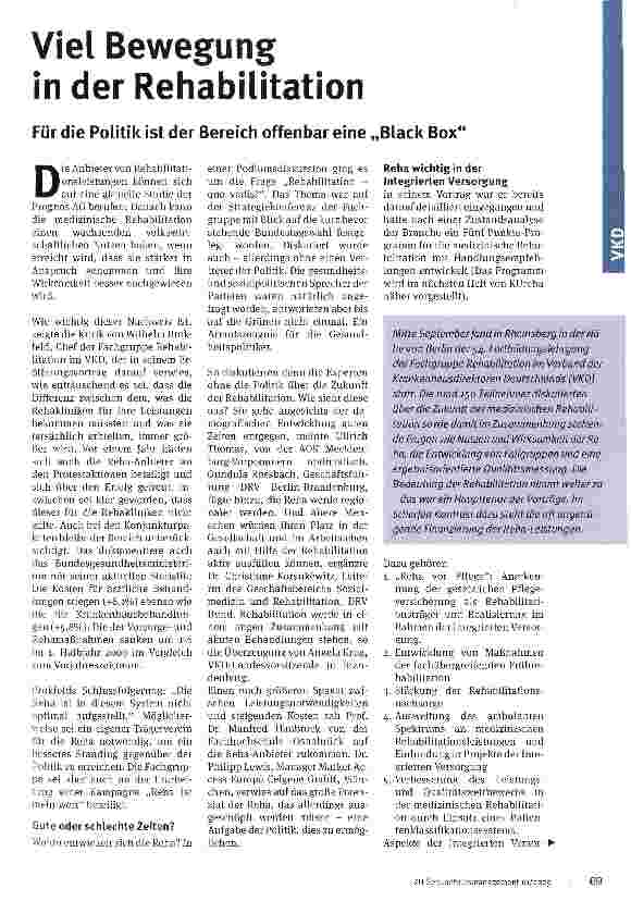 Vorschauseite 1: Viel Bewegung in der Rehabilitation
