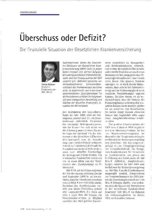Vorschauseite 1: Überschuss oder Defizit?
