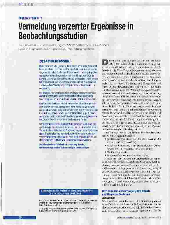 Vorschauseite 1: Vermeidung verzerrter Ergebnisse in Beobachtungsstudien