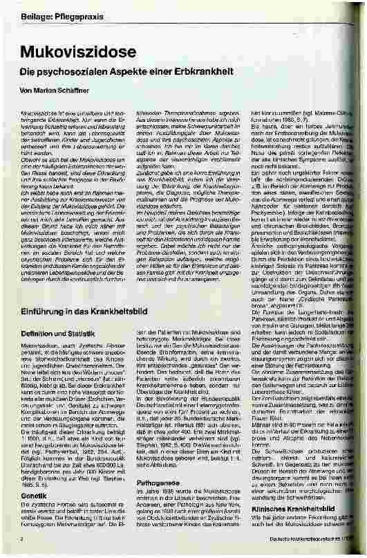 Vorschauseite 1: Mukoviszidose Die psychosozialen Aspekte einer Erbkrankheit