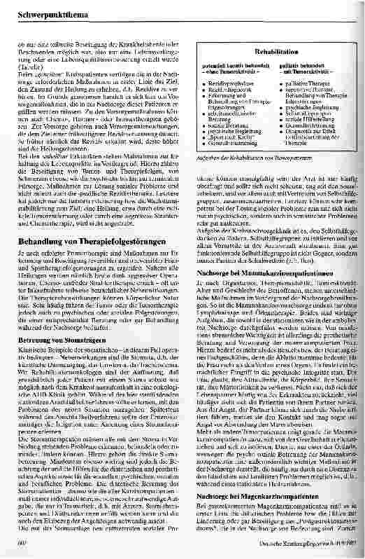Vorschauseite 2: Aufgaben und Ziele der stationären Nachbehandlung von Krebspatienten