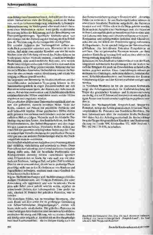 Vorschauseite 4: Aufgaben und Ziele der stationären Nachbehandlung von Krebspatienten