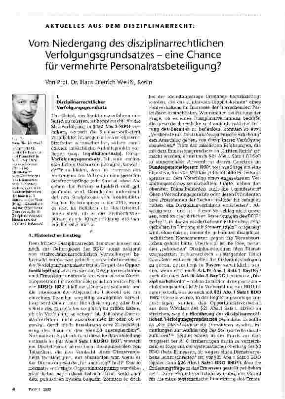 Vorschauseite 1: Vom Niedergang des disziplinarrechtlichen Verfolgungsgrundsatzes - eine Chance für vermehrte Personalratsbeteiligung?