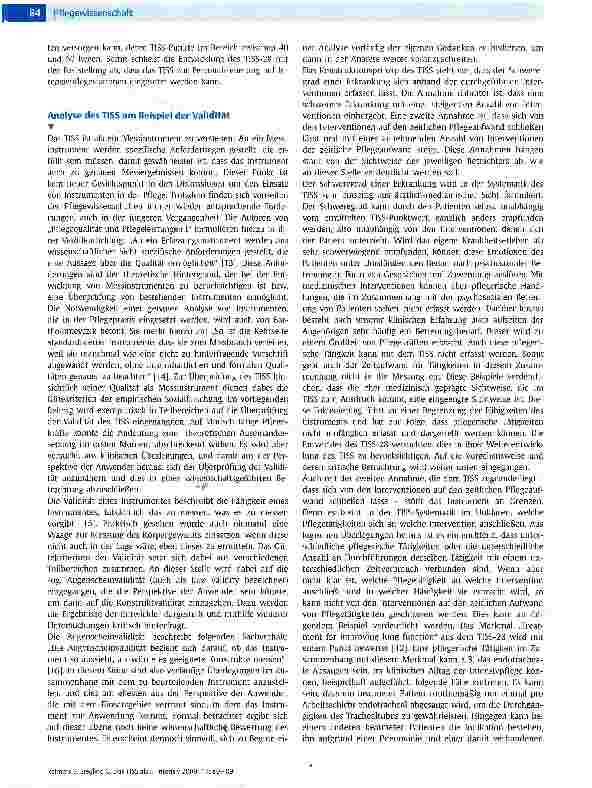 Vorschauseite 5: Das TISS als Instrument zur Personalbemessung in der Intensivpflege