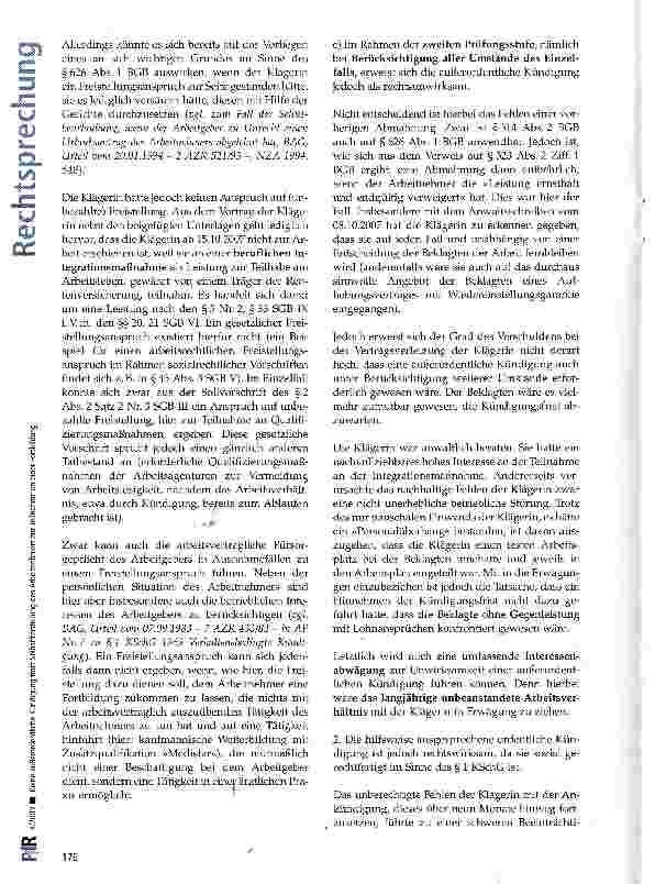 Vorschauseite 4: Keine außerordentliche Kündigung trotz Selbstfreistellung des Arbeitnehmers zur Teilnahme an einer Fortbildung