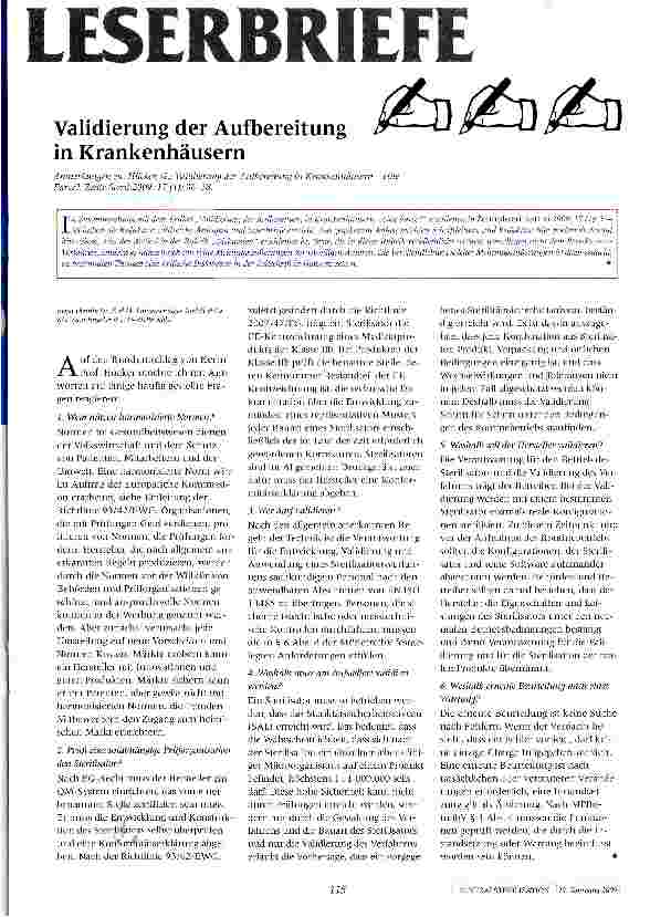 Vorschauseite 1: Validierung der Aufbereitung in Krankenhäusern
