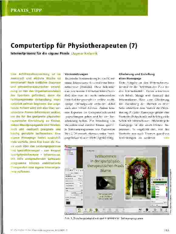 Vorschauseite 1: Computertipp für Physiotherapeuten (7)
