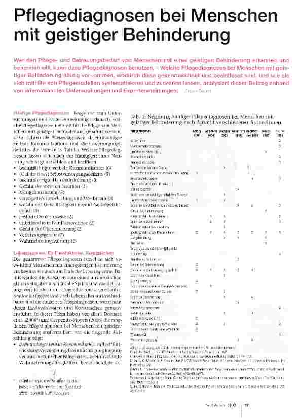 Vorschauseite 1: Pflegediagnosen bei Menschen mit geistiger Behinderung