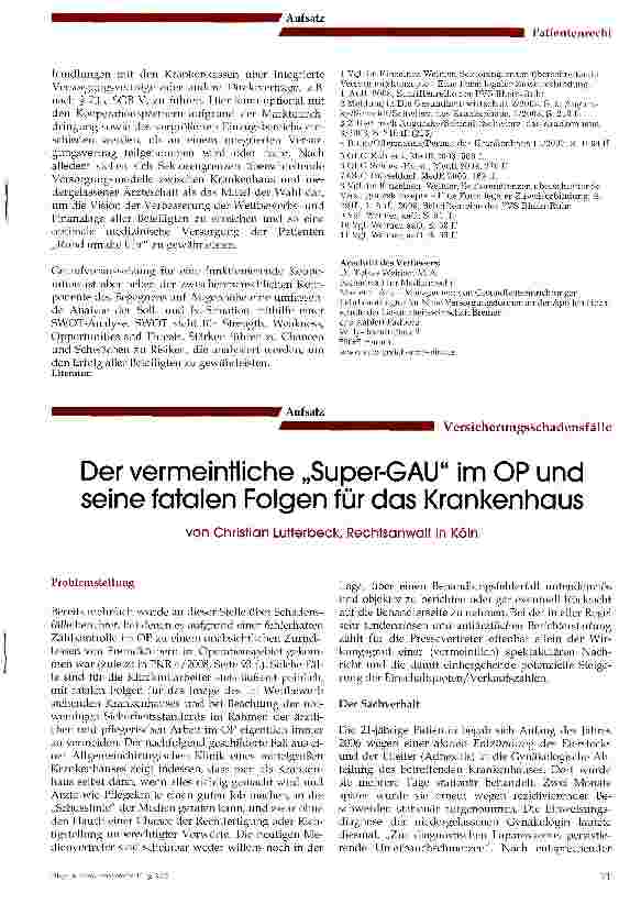 Vorschauseite 1: Der vermeintliche „Super-GAIT im OP und seine fatalen Folgen für das Krankenhaus