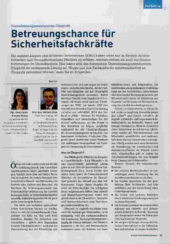 Vorschauseite 1: Betreuungschance für Sicherheitsfachkräfte