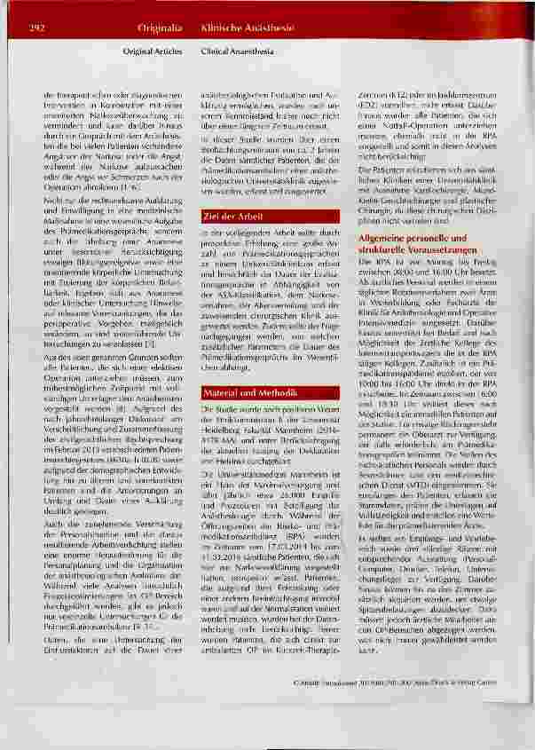 Vorschauseite 3: Untersuchung der Einflussfaktoren auf die Dauer der perioperativen Risikoevaluation und anästhesiologischen Aufklärung in einer anästhesiologischen Prämedikationsambulanz an einer…