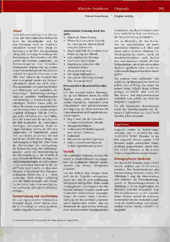 Vorschauseite 4: Untersuchung der Einflussfaktoren auf die Dauer der perioperativen Risikoevaluation und anästhesiologischen Aufklärung in einer anästhesiologischen Prämedikationsambulanz an einer…