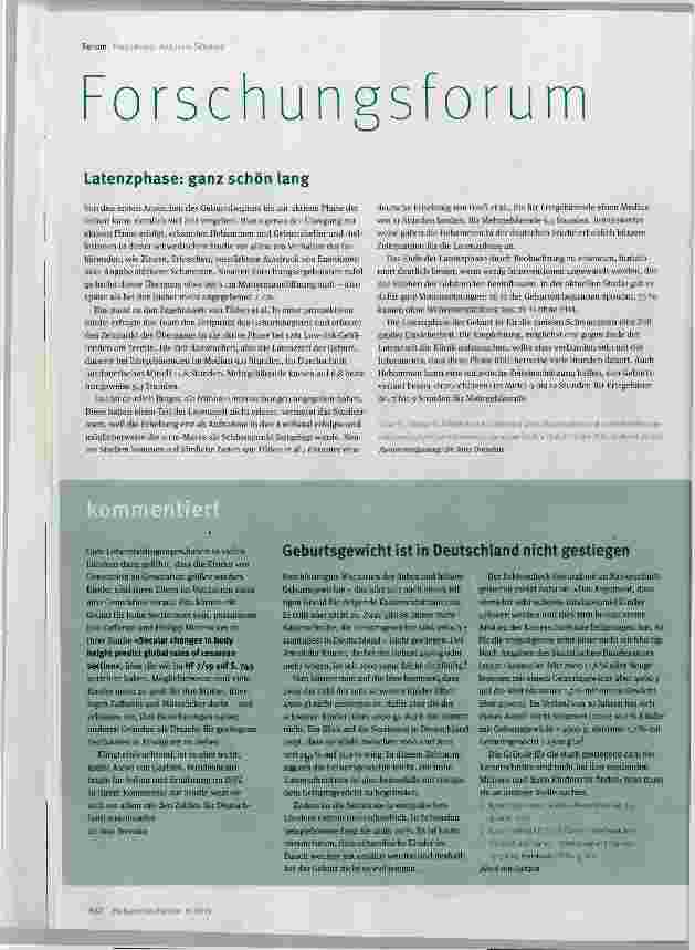 Vorschauseite 1: Forschungsforum Latenzphase: ganz schön lang