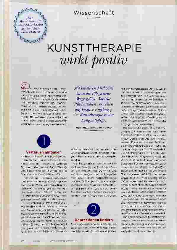 Vorschauseite 1: KUNSTTHERAPIE wirkt positiv