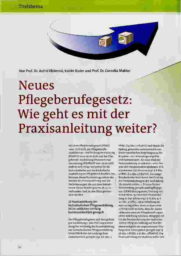 Vorschauseite 1: Neues Pflegeberufegesetz: Wie geht es mit der Praxisanleitung weiter?