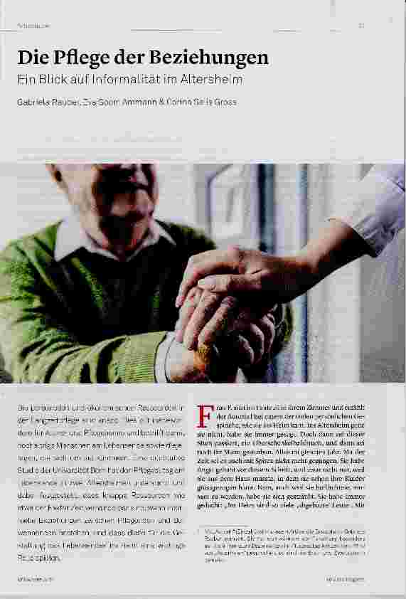 Vorschauseite 1: Die Pflege der Beziehungen Ein Blick auf Infornnalität im Altersheim