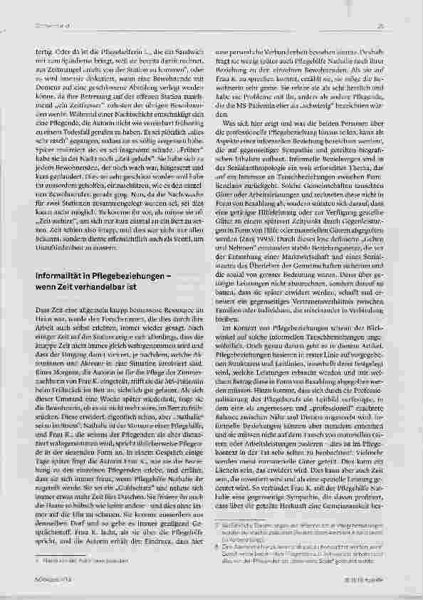 Vorschauseite 3: Die Pflege der Beziehungen Ein Blick auf Infornnalität im Altersheim