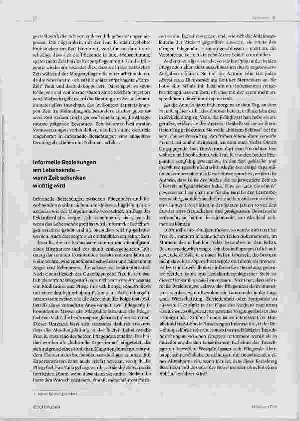 Vorschauseite 4: Die Pflege der Beziehungen Ein Blick auf Infornnalität im Altersheim