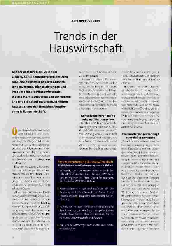 Vorschauseite 1: Trends in der Hauswirtschaft