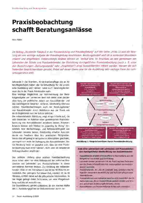 Vorschauseite 1: Praxisbeobachtung schafft Beratungsanlässe