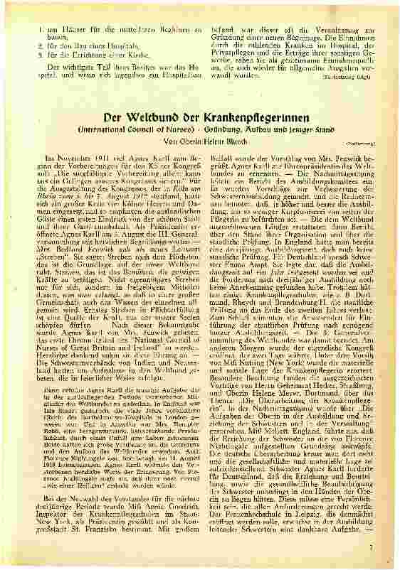 Vorschauseite 1: Der Weltbund der Krankenpflegerinnen Gründung, Aufbau und jetziger Stand