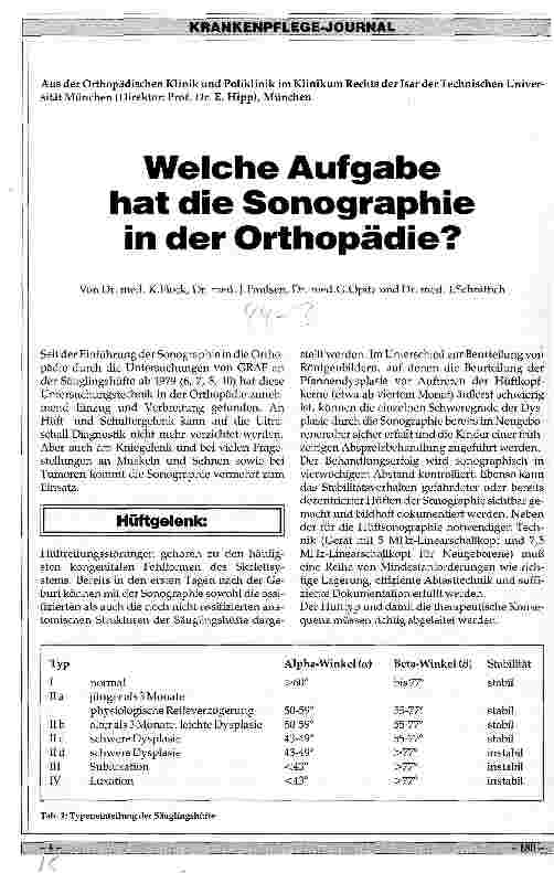 Vorschauseite 1: Welche Aufgabe hat die Sonographie in der Orthopädie?