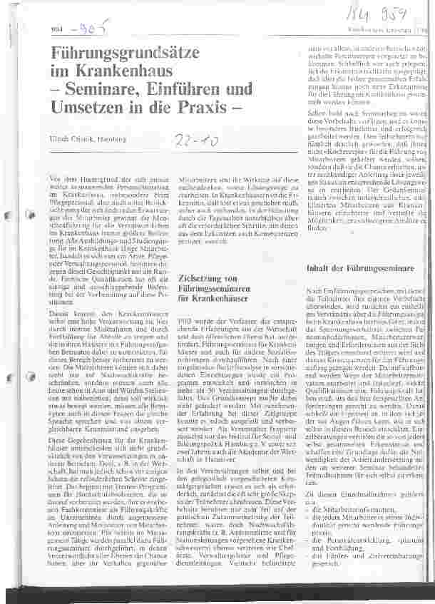 Vorschauseite 1: Führungsgrundsätze im Krankenhaus - Seminare, Einführen und Umsetzen in die Praxis