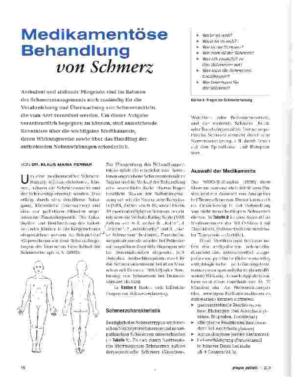 Vorschauseite 1: Medikamentöse Behandlung von Schmerz