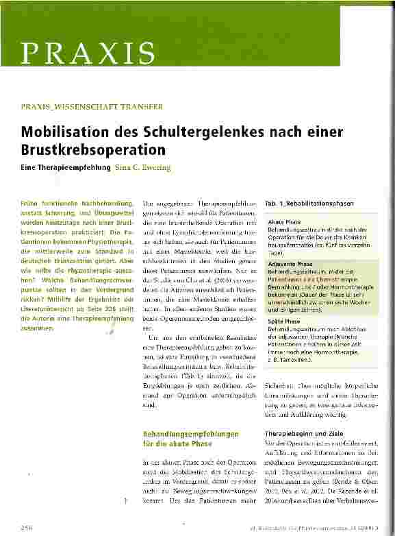 Vorschauseite 1: Mobilisation des Schultergelenkes nach einer Brustkrebsoperation