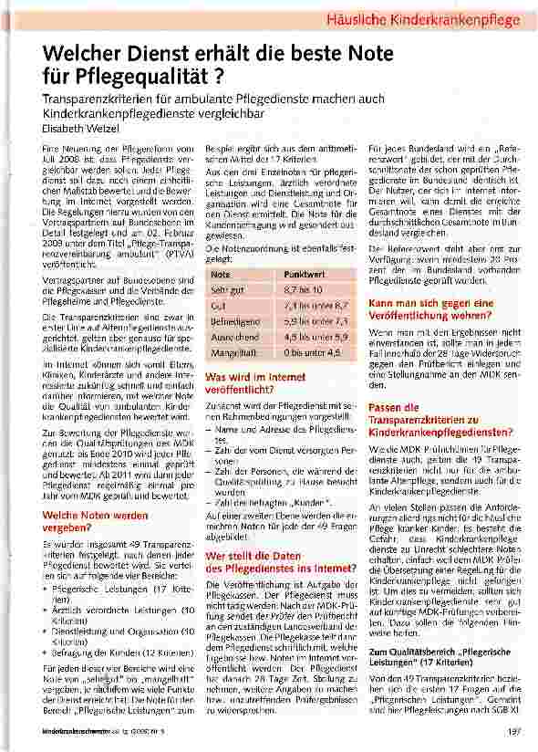 Vorschauseite 1: Welcher Dienst erhält die beste Note für Pflegequalität?