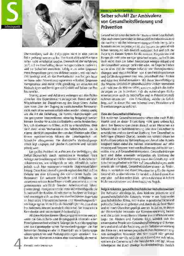 Vorschauseite 2: Partizipation, Empowerment und Adhärenz - nur Gesundheits-förderungslyrik oder Rüstzeug für die Praxis?