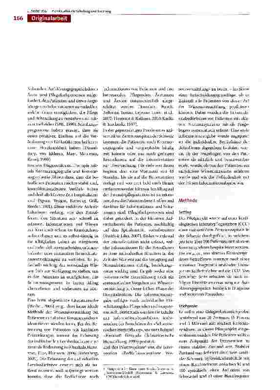 Vorschauseite 2: Individualisierte Schulung und Beratung auf der Intensivpflegestation bei Patienten mit akutem Koronarsyndrom: Ein Pilotprojekt zur Forschungsanwendung